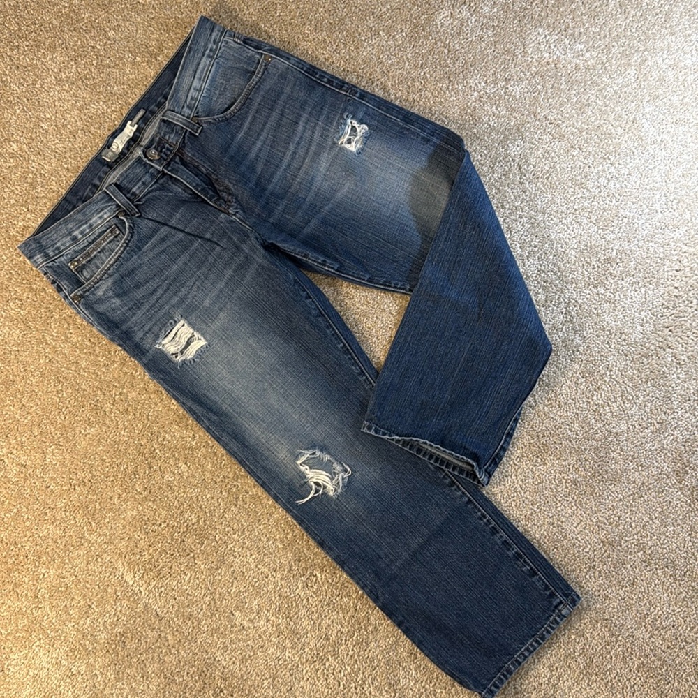 Level 99 Anthropology 28 Boyfriend Patch Distressed Cropped Loose Baggy
